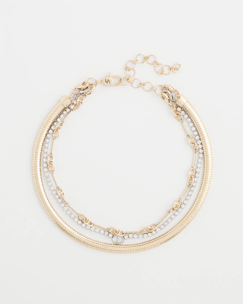 Mixed Metals Mixed Metal Link Triple-Strand Necklace