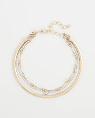 Mixed Metals Mixed Metal Link Triple-Strand Necklace