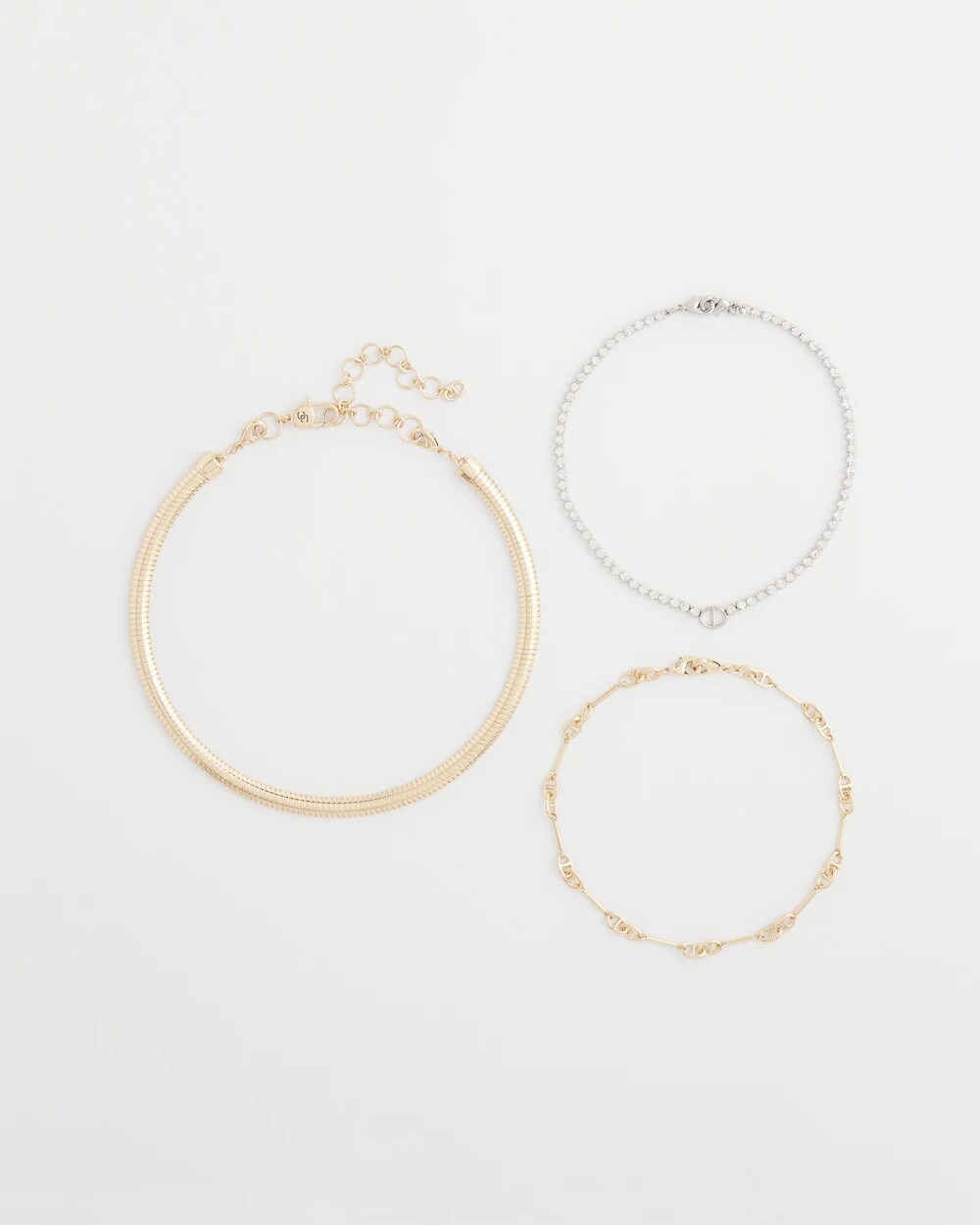 Mixed Metals Mixed Metal Link Triple-Strand Necklace