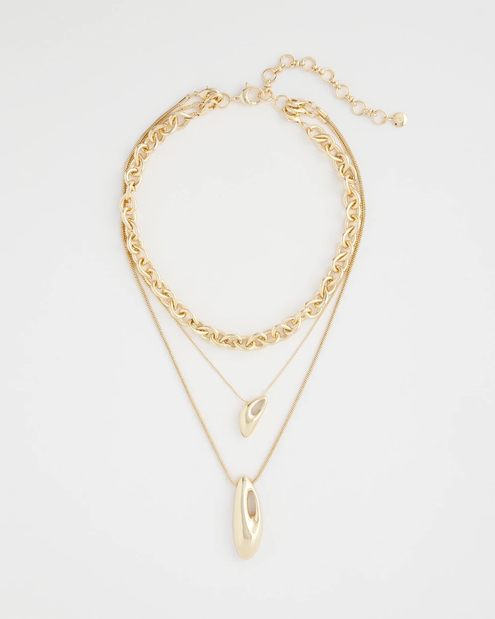 Gold Convertible Three-Strand Pendant Necklace