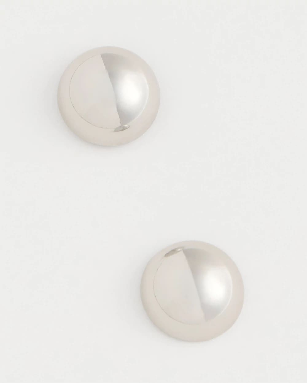 Silver Mini Silvertone Sphere Stud Earrings