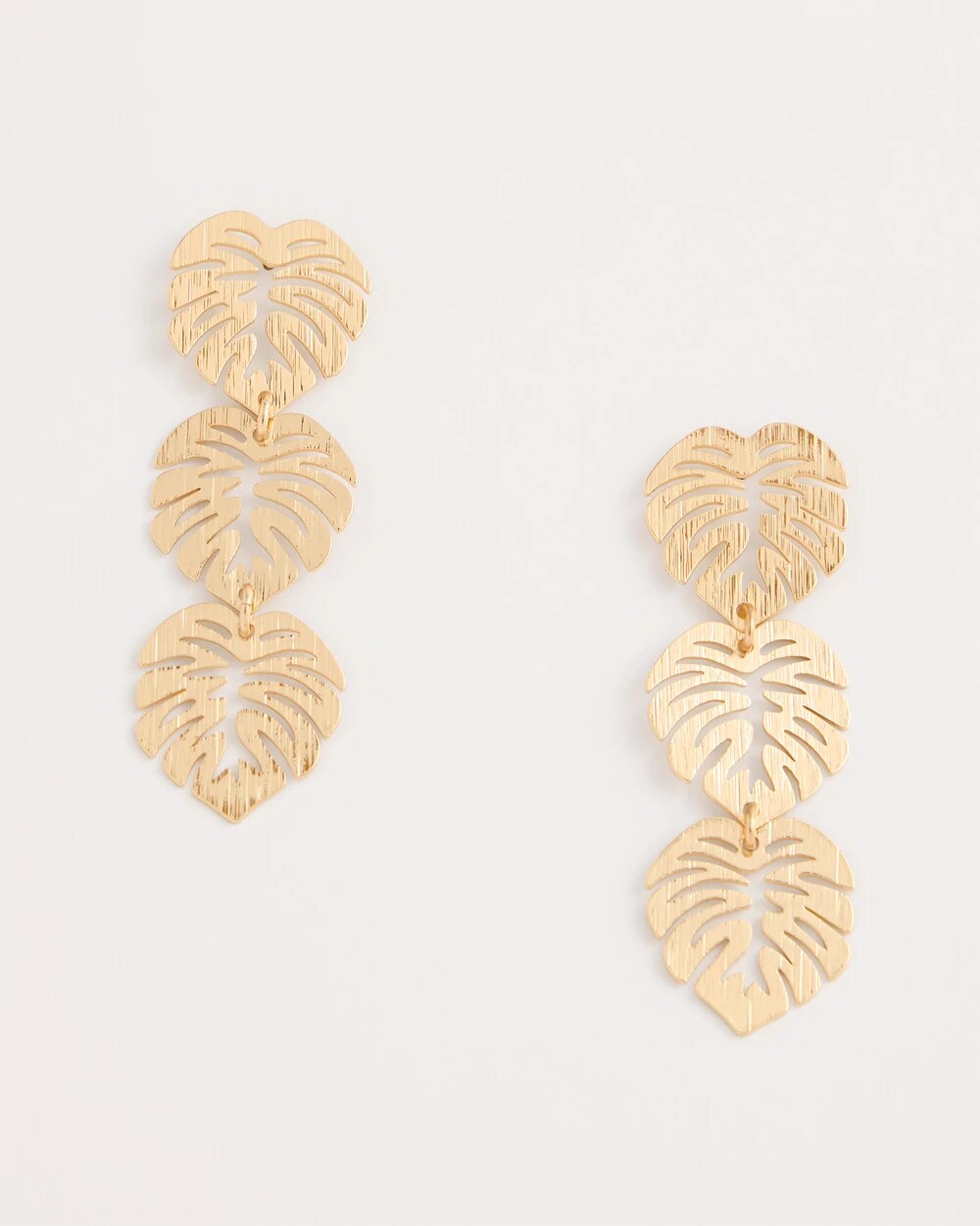 Gold Palm Frond Linear Drop Earrings