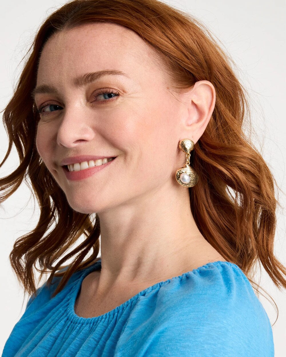 Gold Golden Shell Drop Earrings