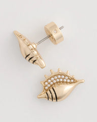 Gold Conch Stud Earrings