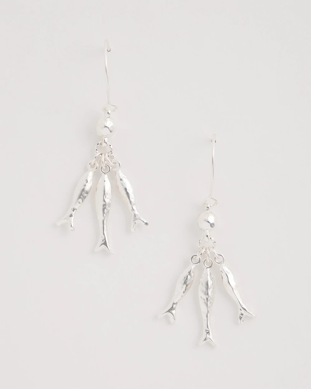 Silver Silvertone Fish Cluster Earrings