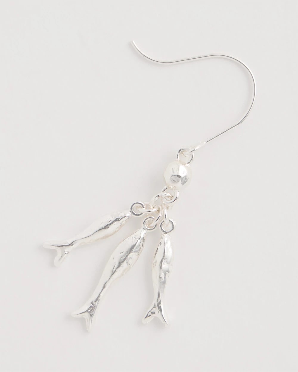 Silver Silvertone Fish Cluster Earrings