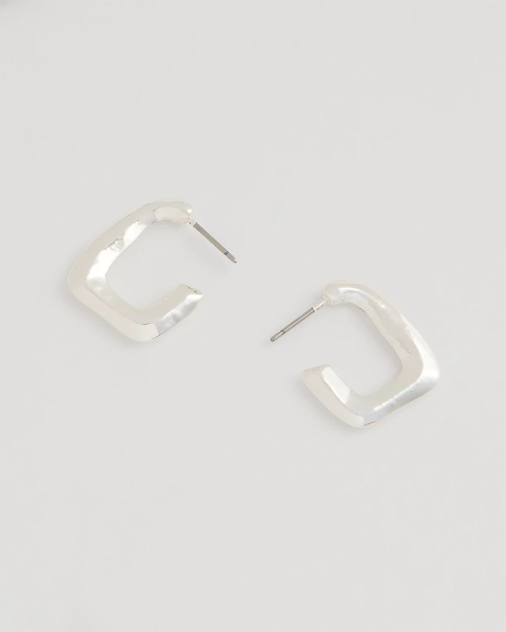 Silver Mini Silvertone Square Earrings