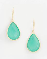 Green Green Teardrop Fishwire Earrings