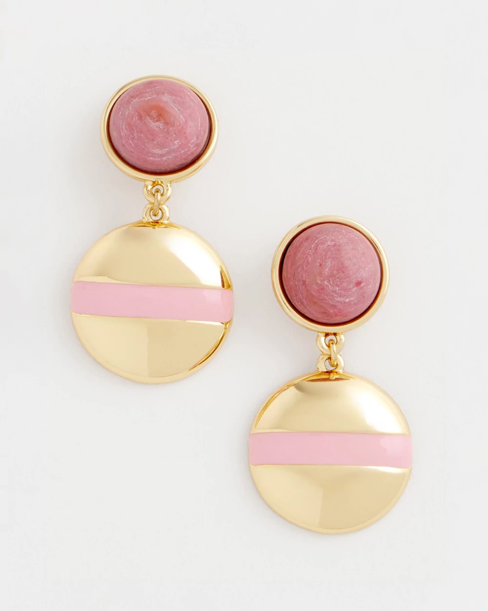 Pink Pink Enamel Sphere Drop Earrings