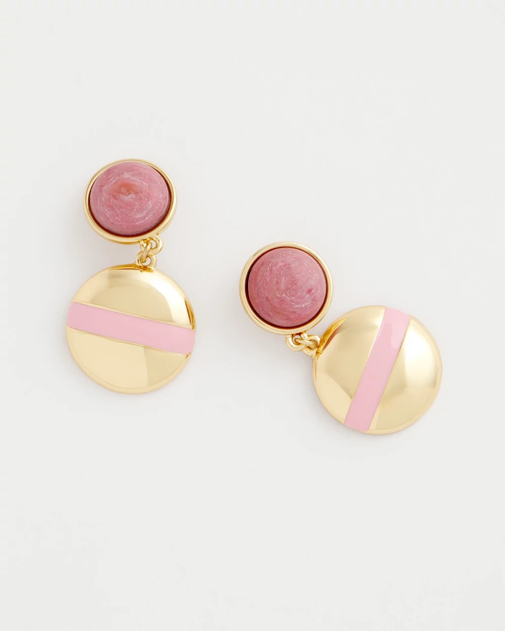 Pink Pink Enamel Sphere Drop Earrings