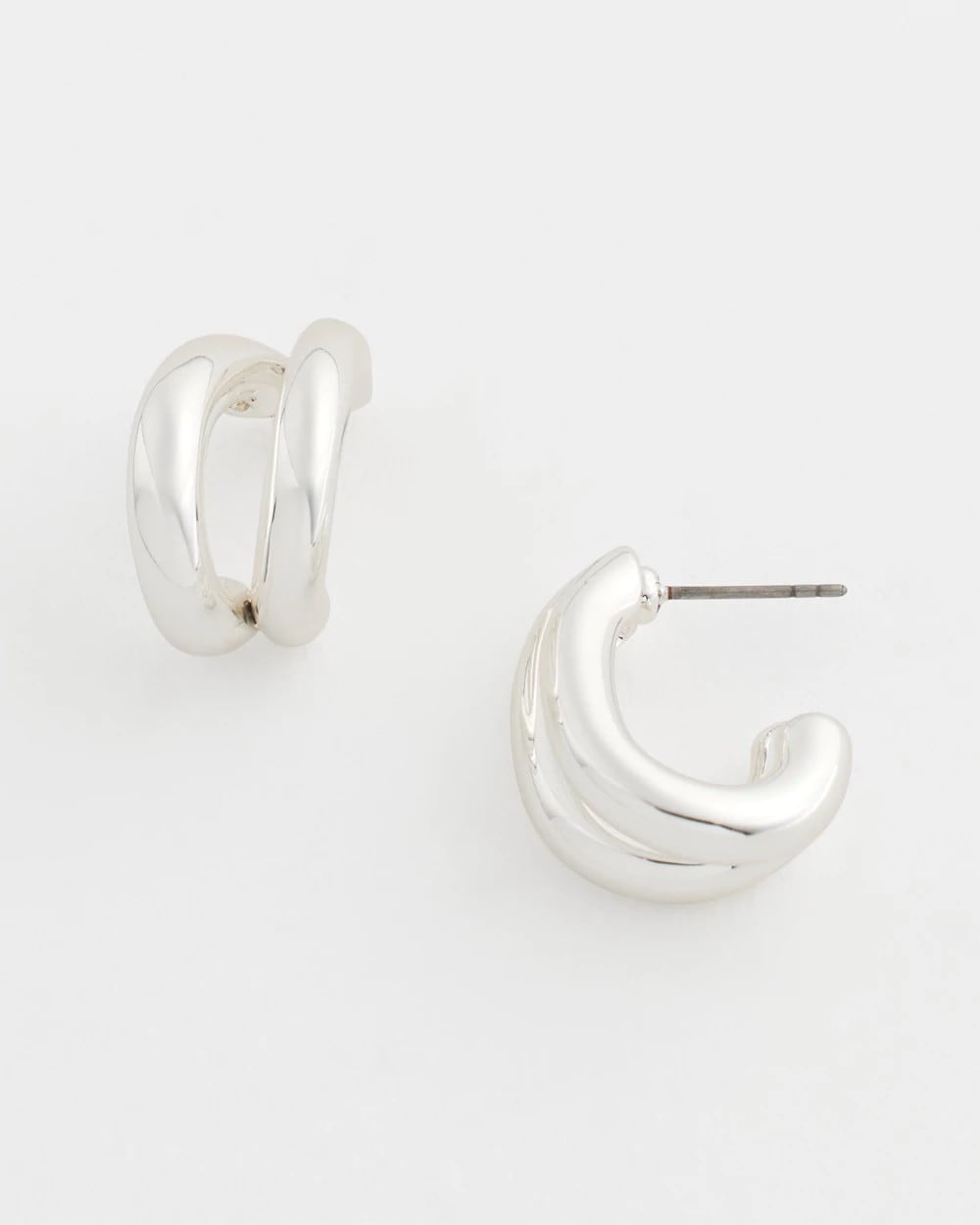 Silver Silver Double Mini Hoop Earrings