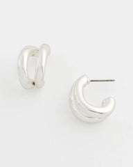 Silver Silver Double Mini Hoop Earrings