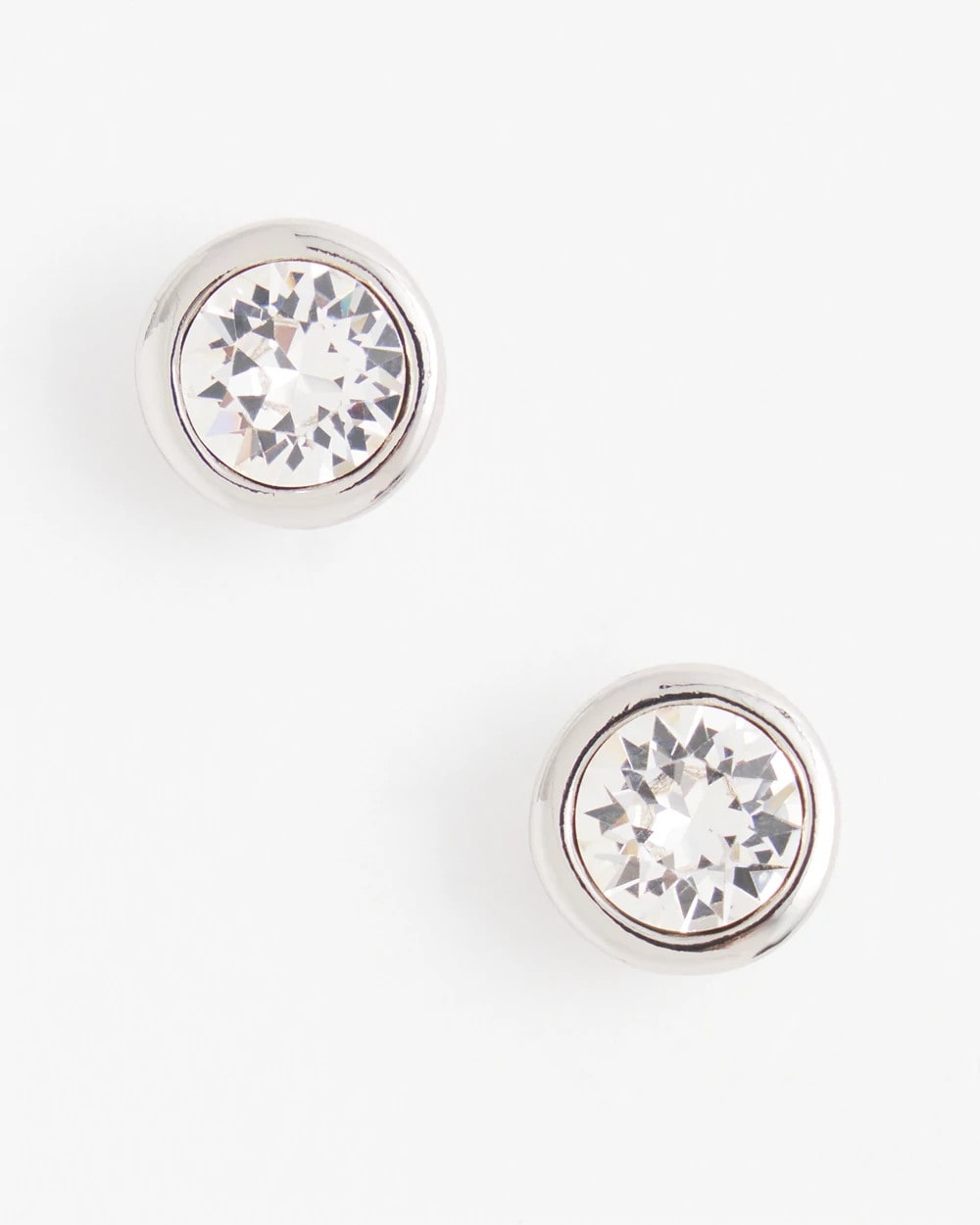 Silver Silver Tone Crystal Stud Earrings