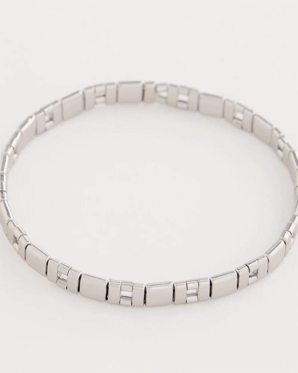 Silver Glam Silvertone Slice Stretch Bracelet
