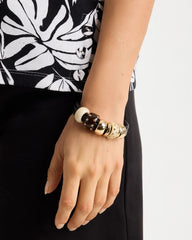 Neutral Embellished Rings Corded Bracelet