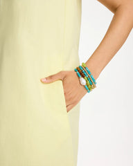 Multi Multi-Colored Stretch Set of Five Beaded Bracelets