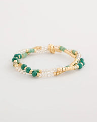 Green Genuine Howlite Beaded Stretch Bracelet