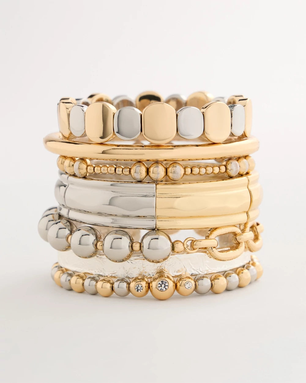 Mixed Metals Mixed Metal Chain Bead Stretch Bracelet