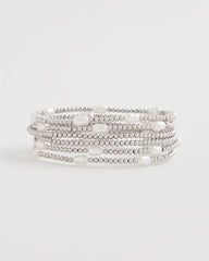 Silver Pearlescent Bead Ball Bracelet