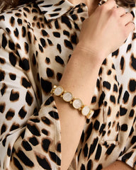 Gold Pearlescent Goldtone Stretch Bracelet