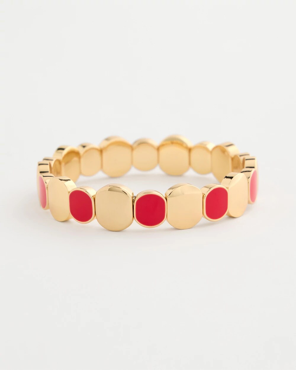 Red Red Goldtone Glam Stretch Bracelet