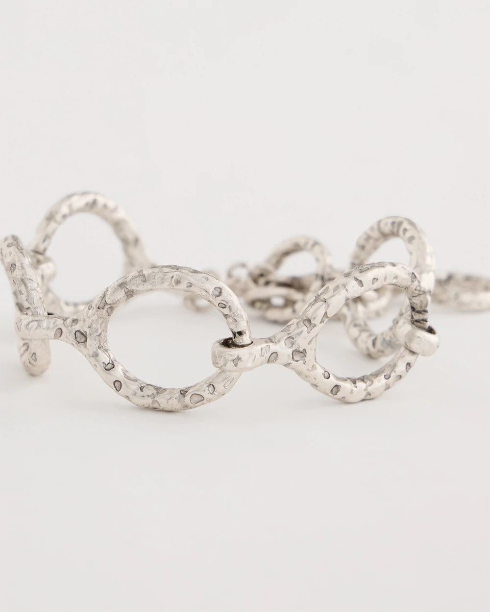 Silver Silvertone Open Link Toggle Bracelet