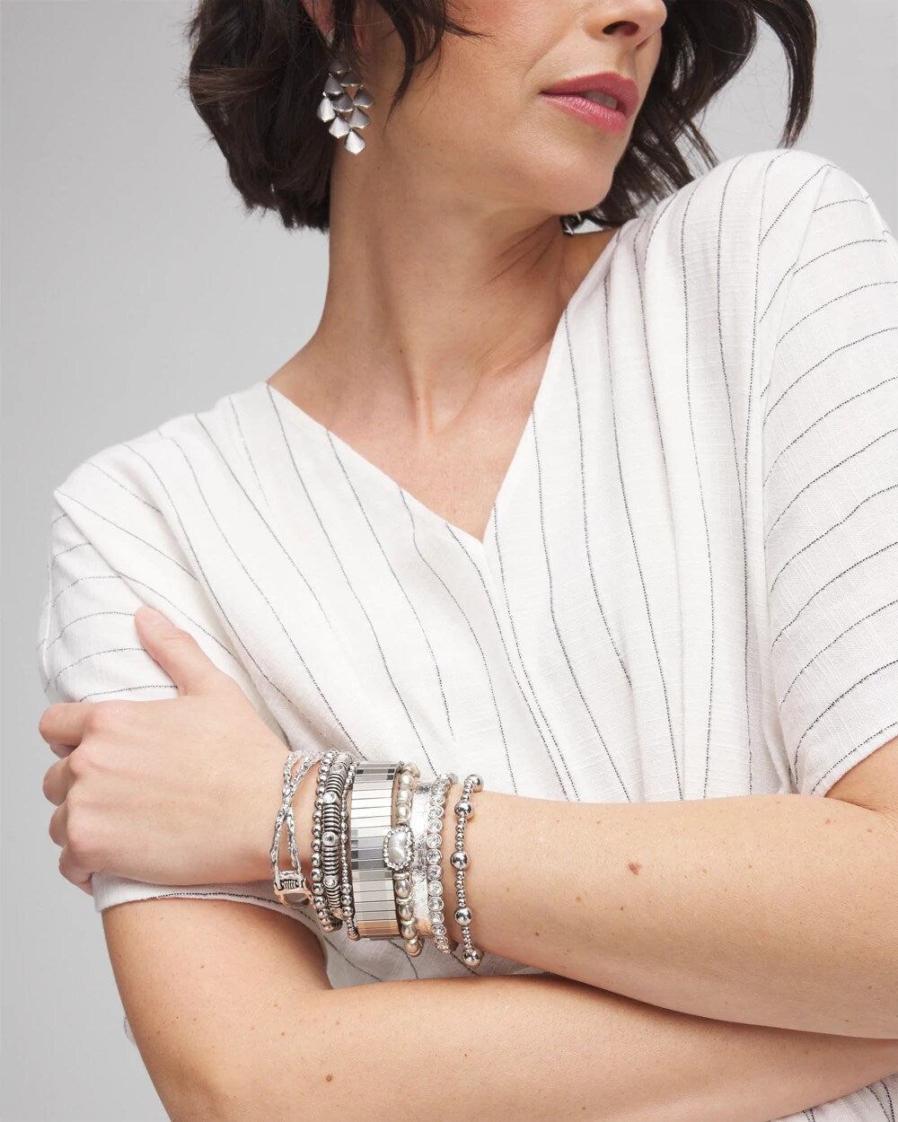 Silver Silvertone Flexible Cuff Bracelet