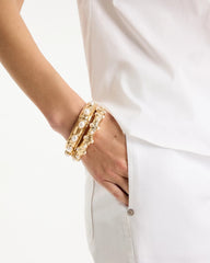 Gold Stretch Cuff Bracelet Set of Two