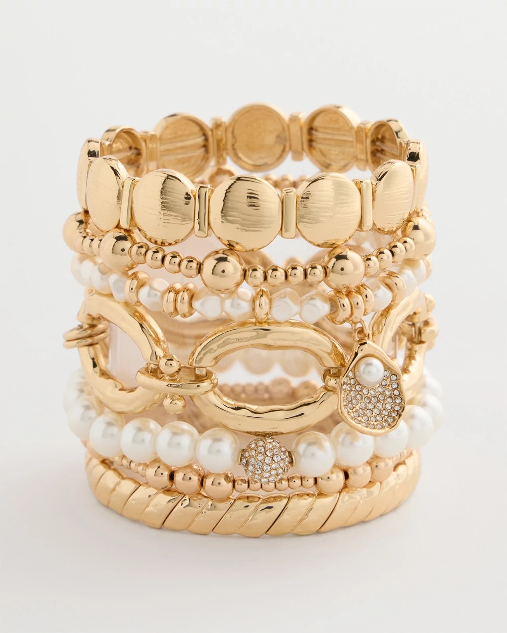Pearl Pearlescent Stretch Charm Bracelet