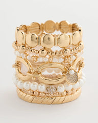Pearl Pearlescent Stretch Charm Bracelet