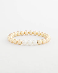 Pearl Goldtone Bead Stretch Bracelet