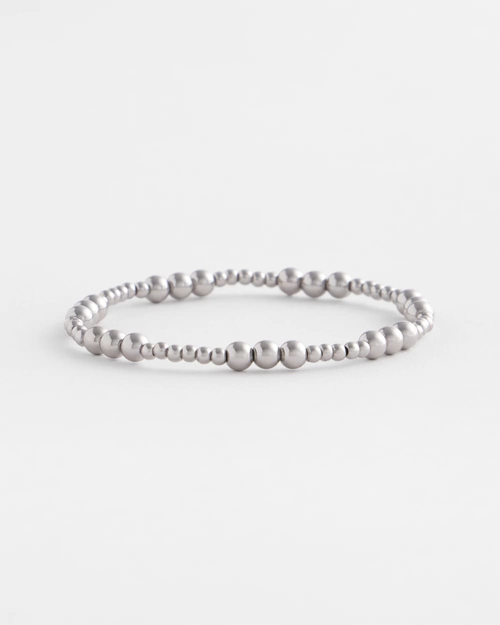 Silver Silver-tone Small Bead Stretch Bracelet