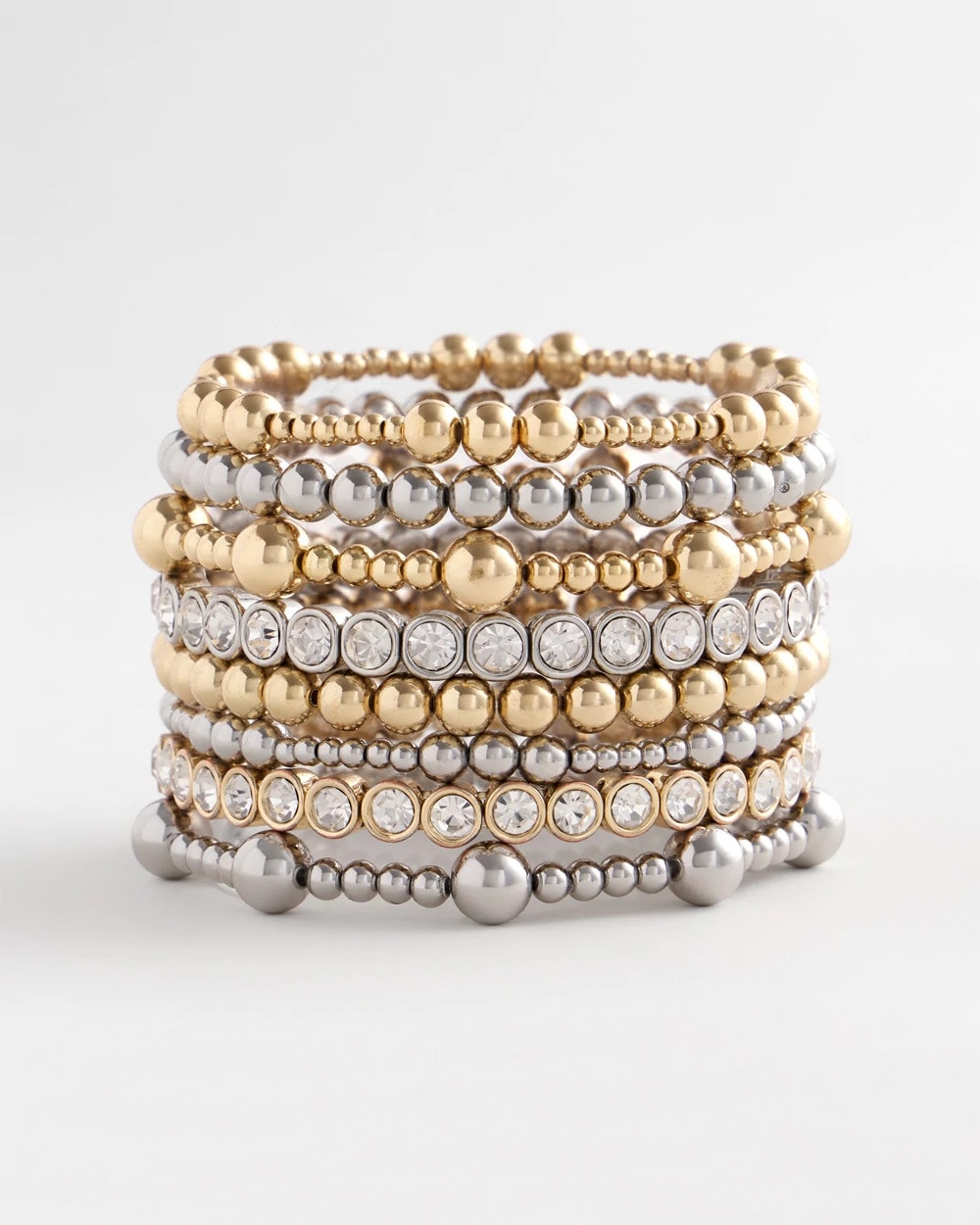 Silver Silver-tone Small Bead Stretch Bracelet