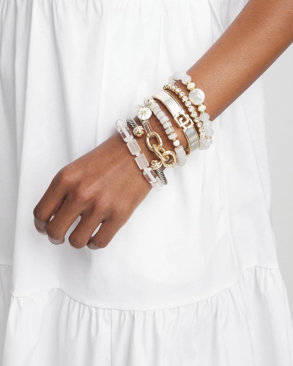 Gold Goldtone Stretch Tennis Bracelet