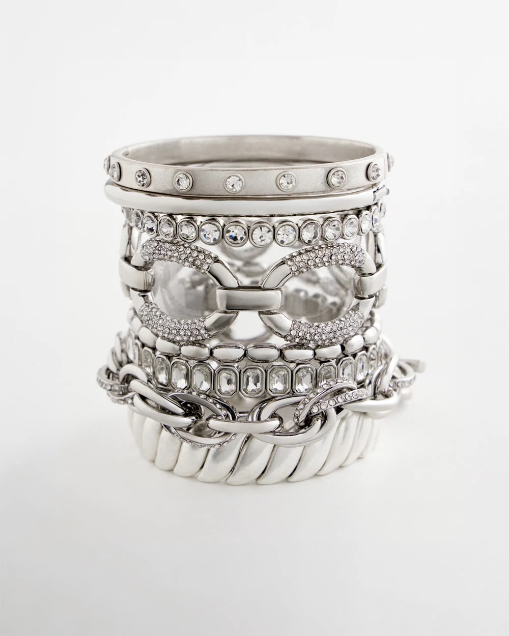 Silver Large Pave Link Toggle Bracelet