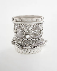 Silver Large Pave Link Toggle Bracelet