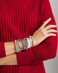 Silver Large Pave Link Toggle Bracelet