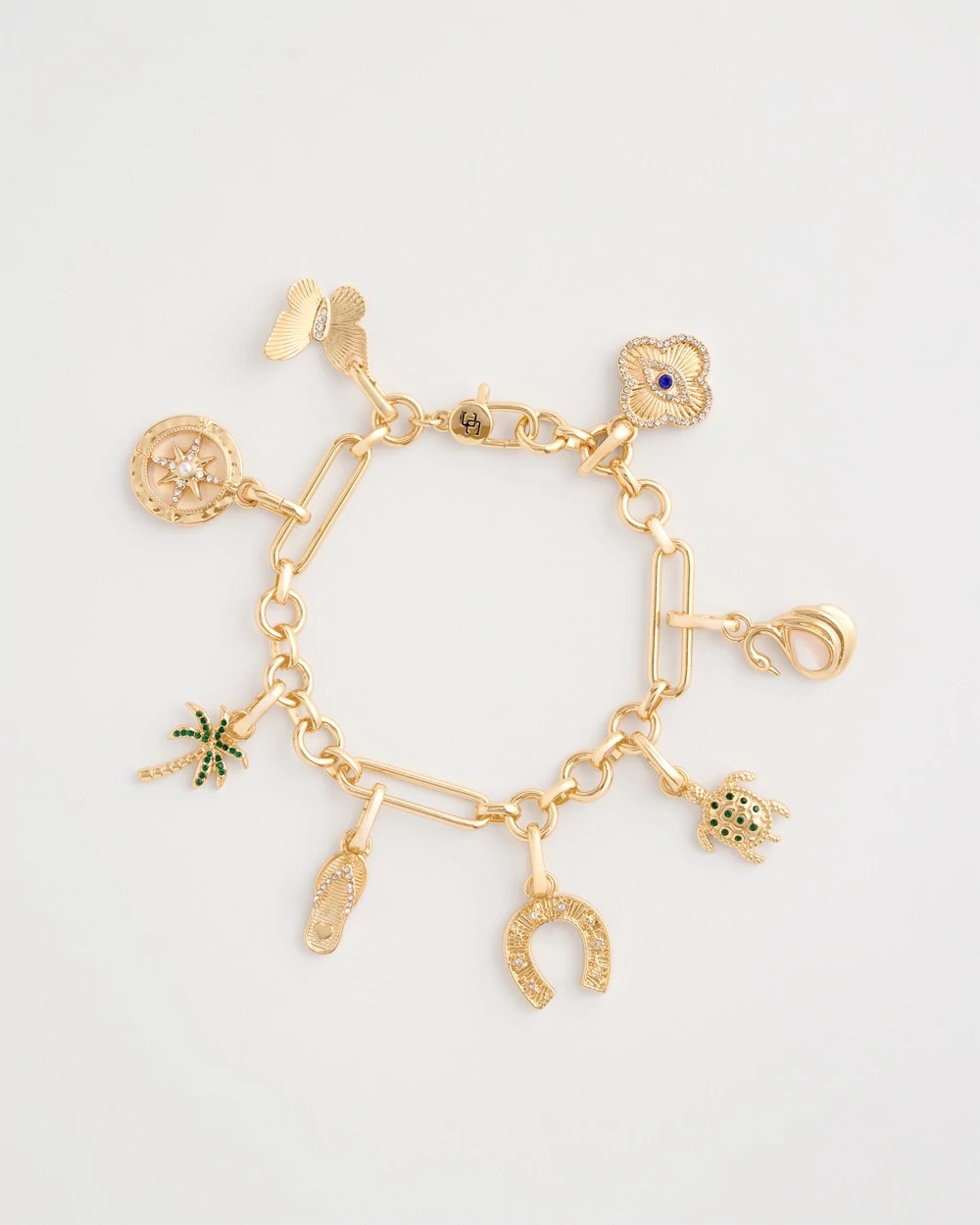 Gold Shiny Goldtone Novelty Charm Bracelet
