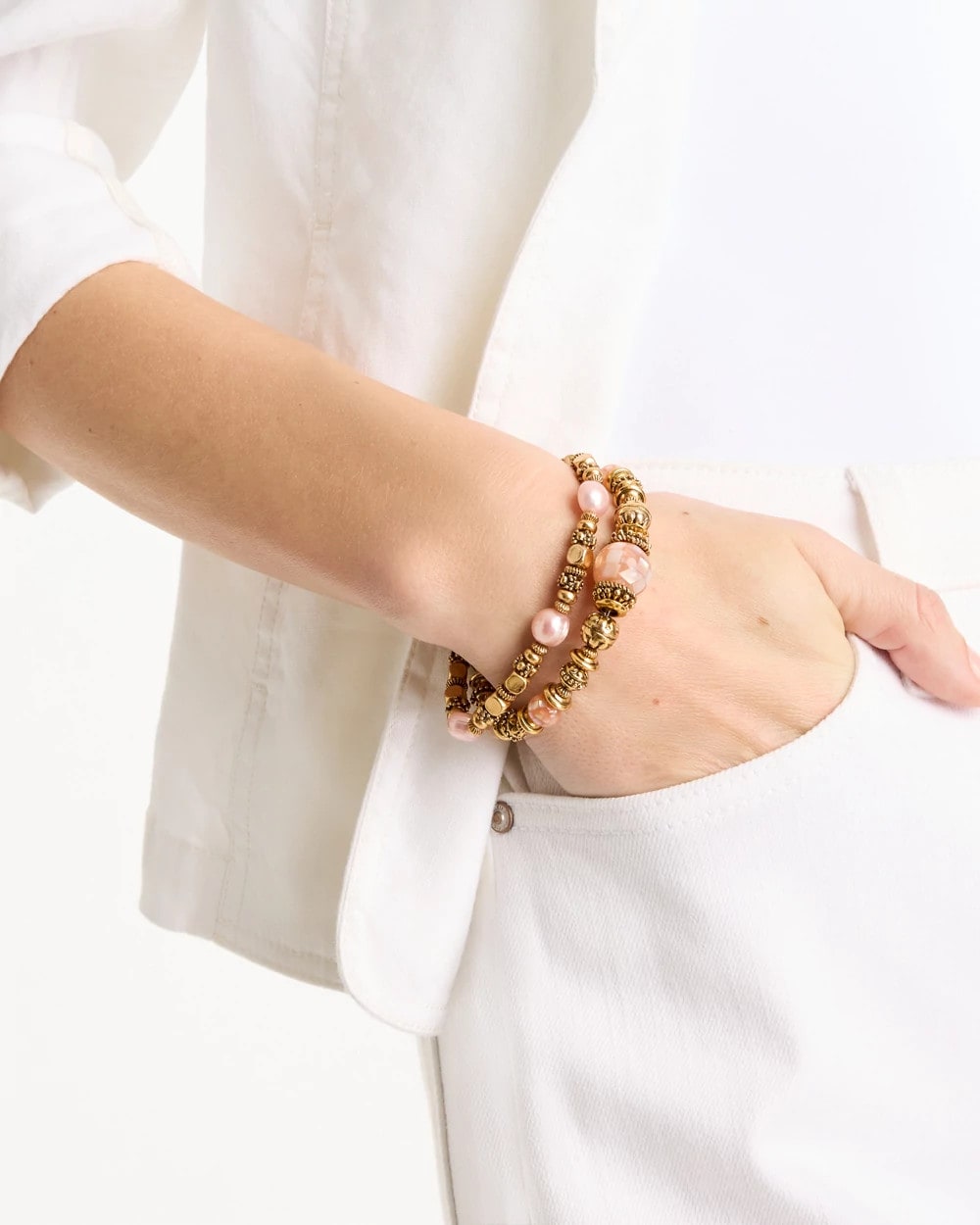 Coral Stretch Bracelet Set of Two