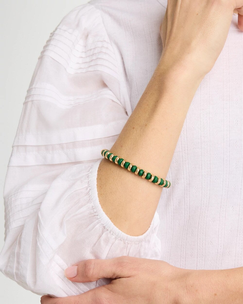 Green Green Gold Slice Stretch Bracelet