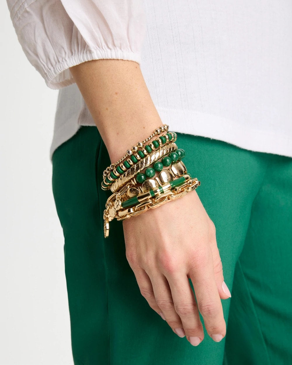 Green Green Gold Slice Stretch Bracelet
