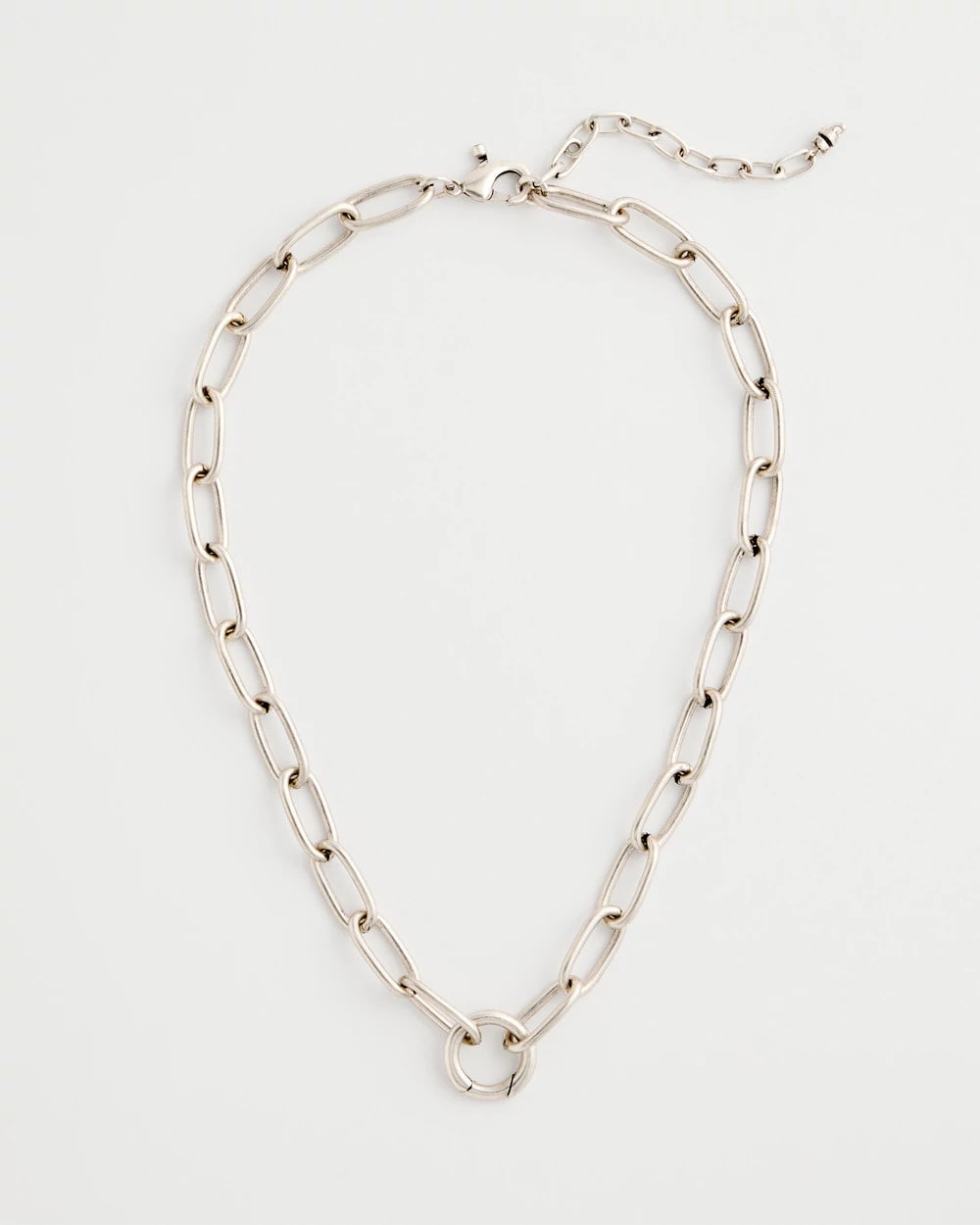 Silver Silvertone Charm Link Necklace