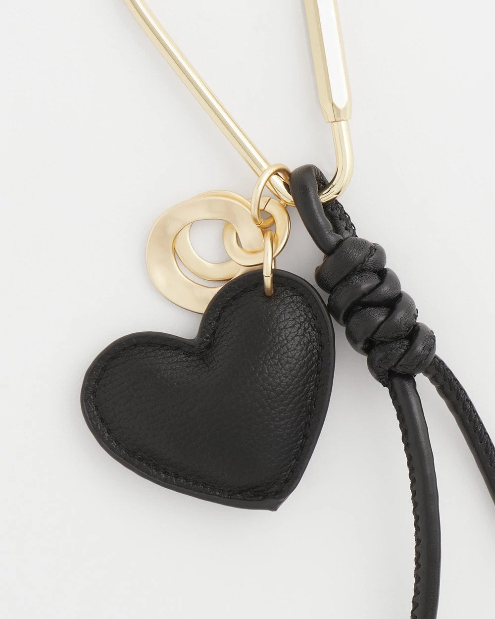Black Faux Leather Heart Bag Charm