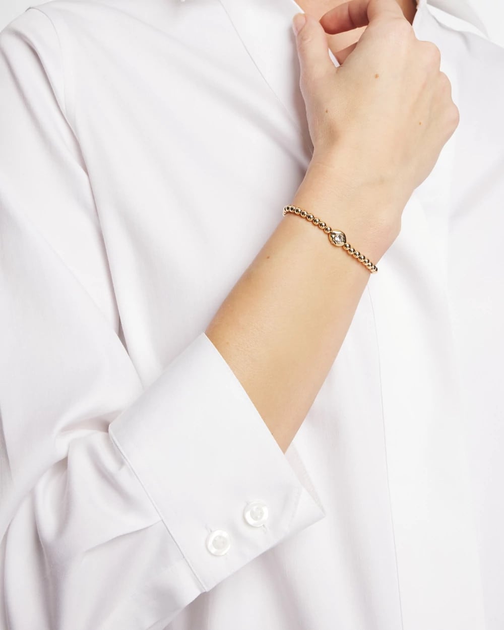 Gold Mini Bead Stretch Hero Bracelet