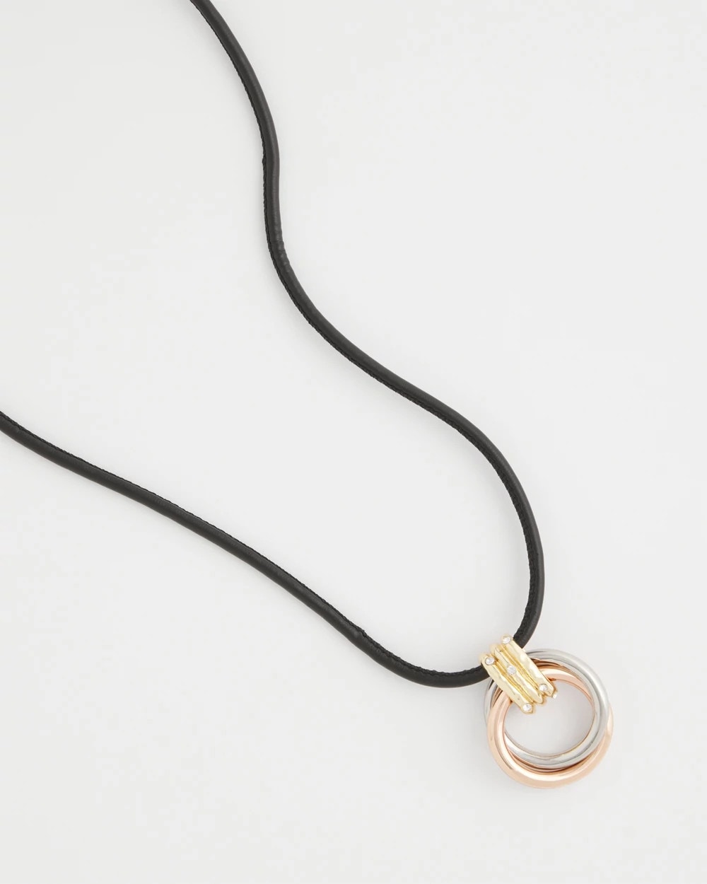 Mixed Metals Adjustable Tri-Tone Pendant Necklace