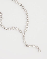 Silver Bezel Set Silvertone Y-Necklace