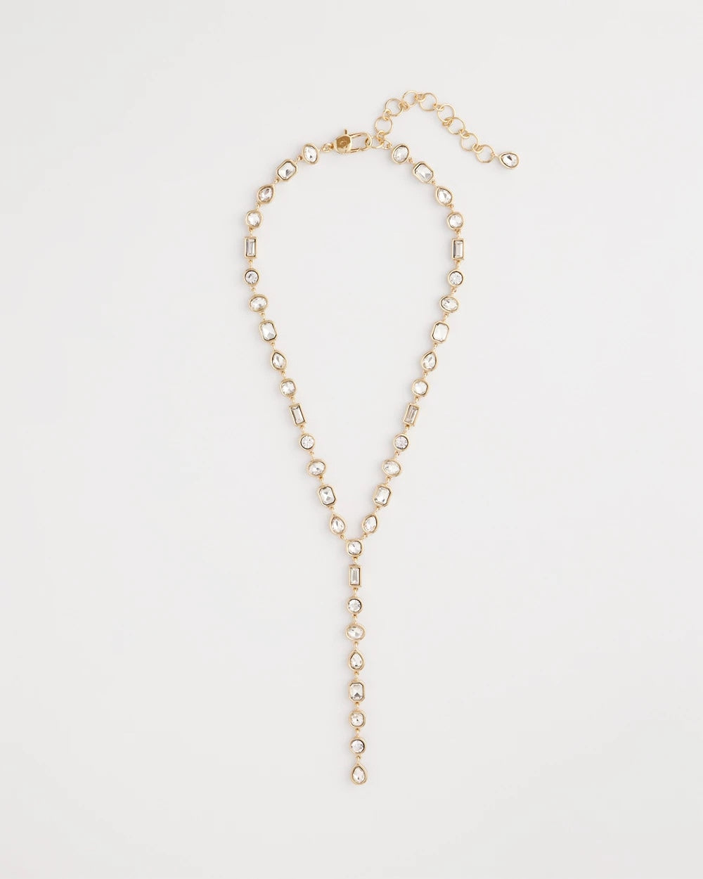 Gold Bezel Set Goldtone Y-Necklace