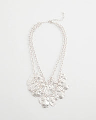 Silver Double Square Charm Pendant Necklace