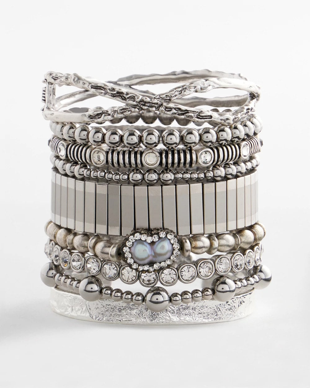 Silver Silver Tone Stretch Watchband Bracelet