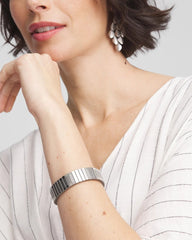 Silver Silver Tone Stretch Watchband Bracelet